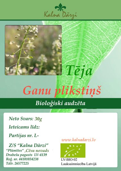 Tēja GANU PLIKSTIŅŠ EKO (Capsella bursa-pastoris)