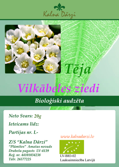 Tēja VILKĀBELES ZIEDI EKO (Crataegus)